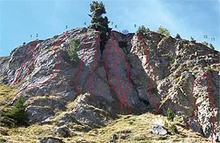 Klettergarten in Bivio. Graubünden. Schweiz