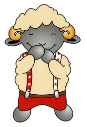 Malvorlage Wolli stehend lachend