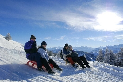 Schlittler im Gebiet Klewenalp-Stockhütte