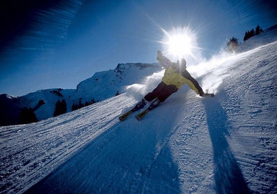 Skifahrer auf Klewenalp