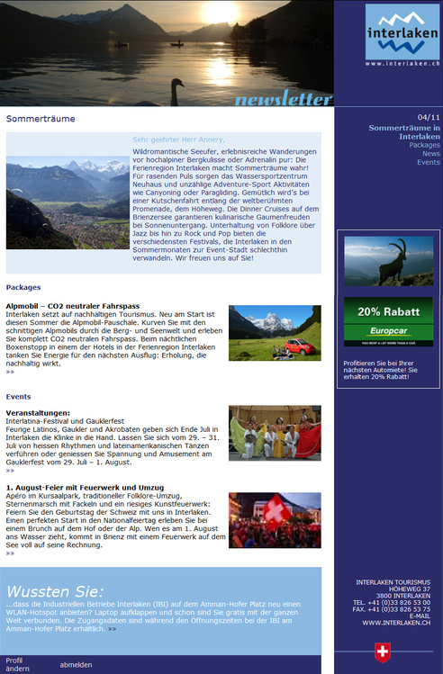 Newsletter Interlaken Newsletter Interlaken