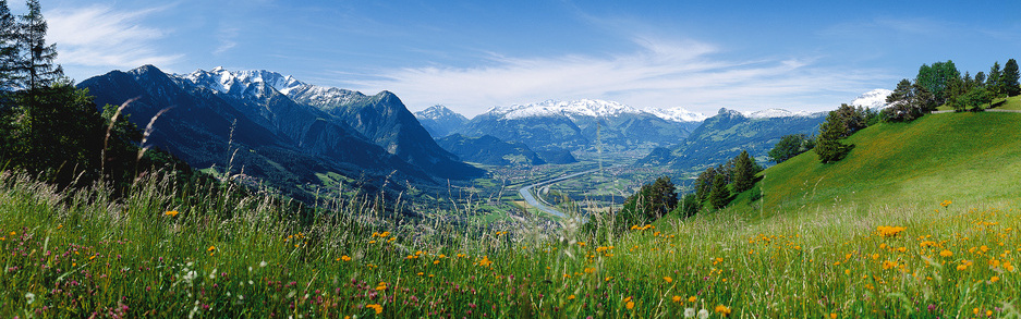Liechtenstein Panoramablick auf das Rheintal