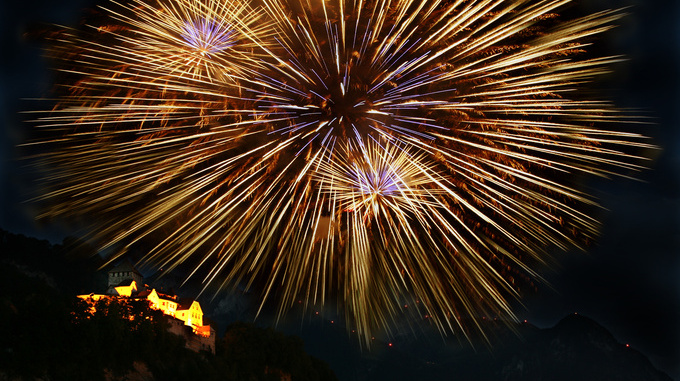 Schloss Vaduz am Staatsfeiertag
