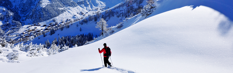 Schneeschuh Wanderer in Malbun