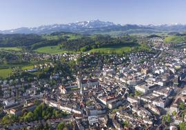 St.Gallen, Kathedrale und Blick auf Säntis