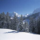 Blick vom Vordersilleren auf das verschneite Lohnermassiv